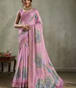 Ethnic motifs printed aari work tissue kanjeevaram saree
