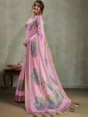 Ethnic motifs printed aari work tissue kanjeevaram saree 2
