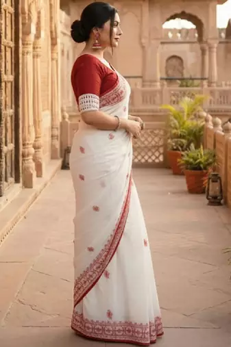 Ethnic motifs embroidered kanjeevaram saree
