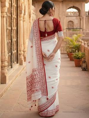 Ethnic motifs embroidered kanjeevaram saree 2
