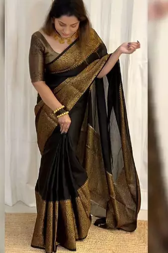 Zari kanjeevaram saree with blouse piece