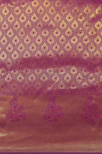 Ethnic motifs zari silk blend kanjeevaram saree