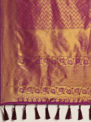 Ethnic motifs zari silk blend kanjeevaram saree 3