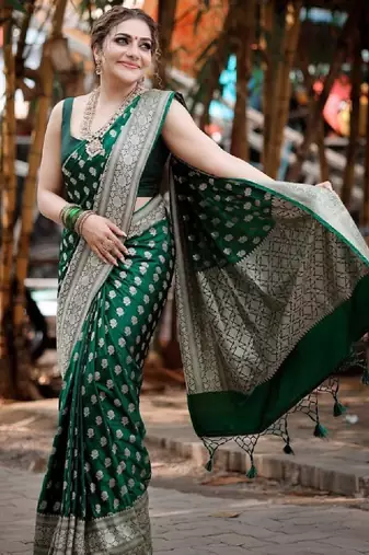 Ethnic motifs woven design zari art silk kanjeevaram saree