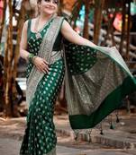 Ethnic motifs woven design zari art silk kanjeevaram saree