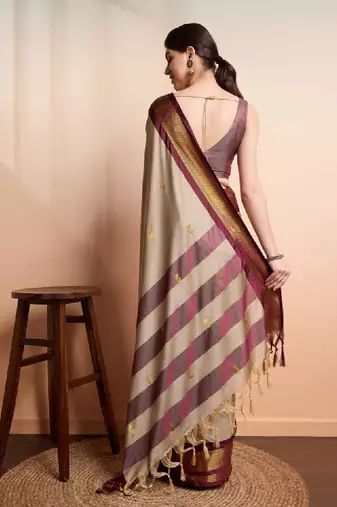 Ethnic motifs woven design zari kanjeevaram silk saree