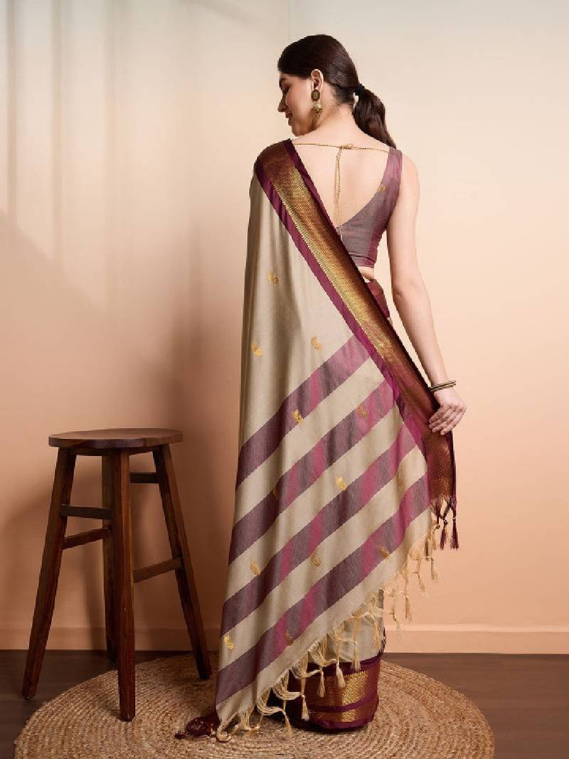 Ethnic motifs woven design zari kanjeevaram silk saree