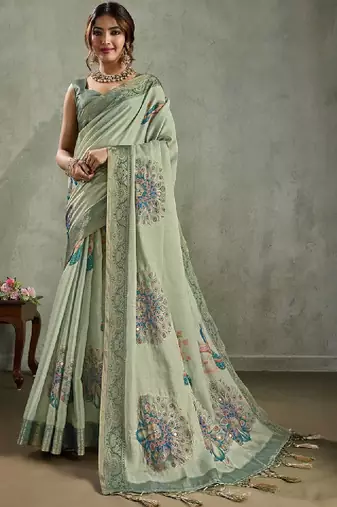 Ethnic motifs aari work tissue kanjivaram saree