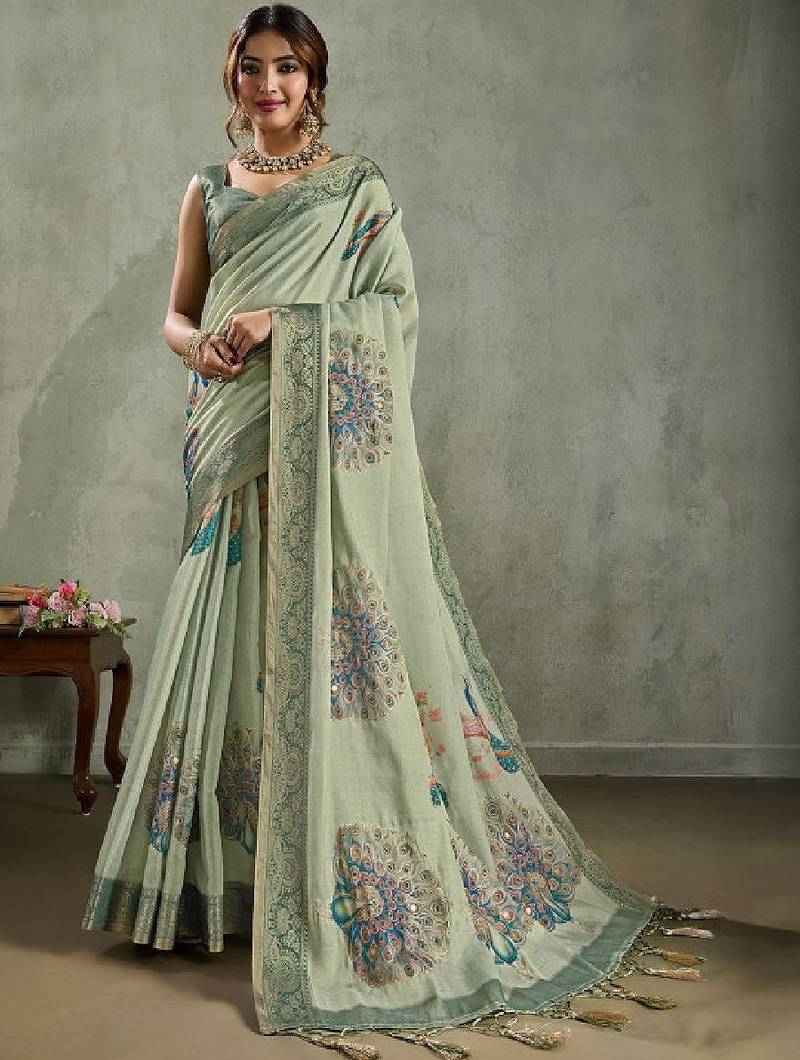 Ethnic motifs aari work tissue kanjivaram saree