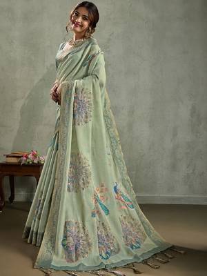 Ethnic motifs aari work tissue kanjivaram saree 2