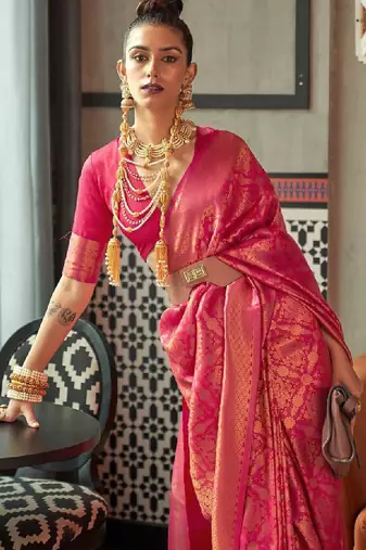 Woven design zari silk blend kanjeevaram saree
