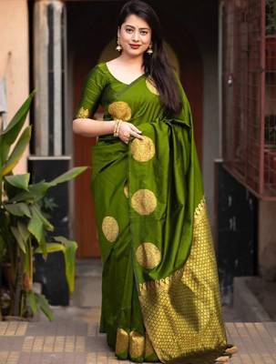 Ethnic motifs zari kanjeevaram saree 1