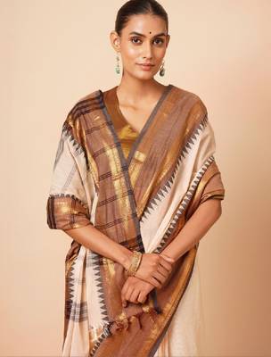 Woven design zari pure cotton handloom kanjeevaram saree 1