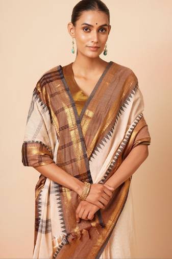 Woven design zari pure cotton handloom kanjeevaram saree