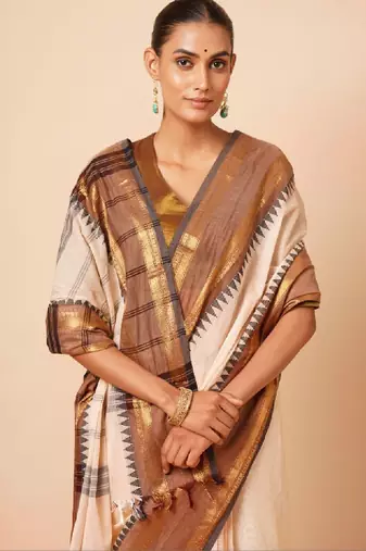 Woven design zari pure cotton handloom kanjeevaram saree