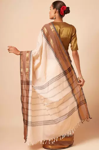 Woven design zari pure cotton handloom kanjeevaram saree