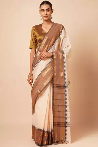 Woven design zari pure cotton handloom kanjeevaram saree
