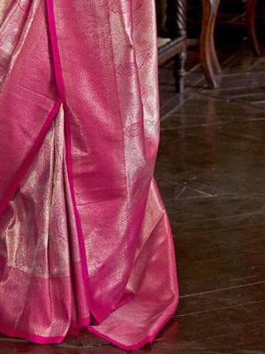 Ethnic motifs woven design zari kanjeevaram saree 3