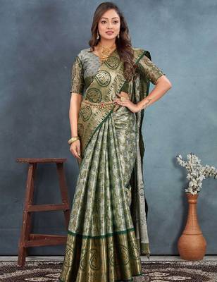 Woven design zari tissue kanjeevaram saree 1