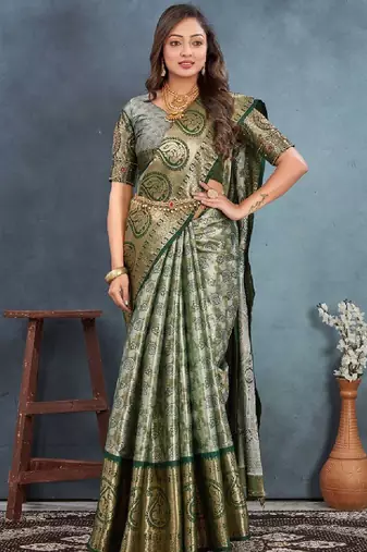 Woven design zari tissue kanjeevaram saree