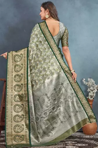 Woven design zari tissue kanjeevaram saree
