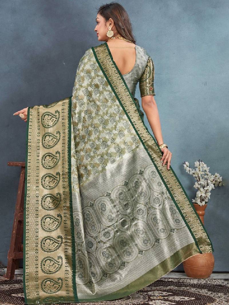 Woven design zari tissue kanjeevaram saree