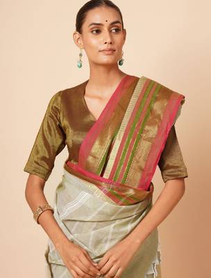 Woven design zari pure cotton handloom kanjeevaram saree 1
