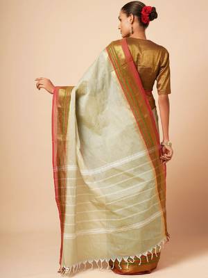 Woven design zari pure cotton handloom kanjeevaram saree 2