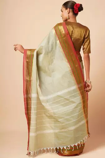 Woven design zari pure cotton handloom kanjeevaram saree