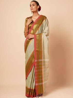 Woven design zari pure cotton handloom kanjeevaram saree 3