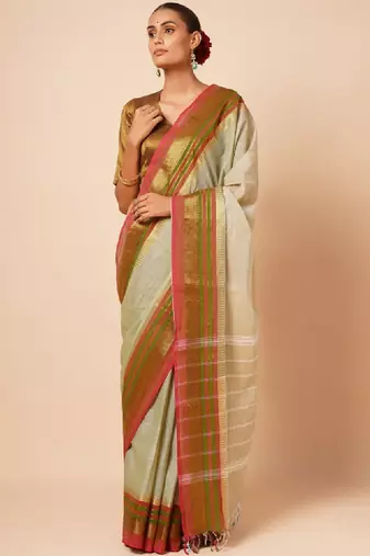 Woven design zari pure cotton handloom kanjeevaram saree