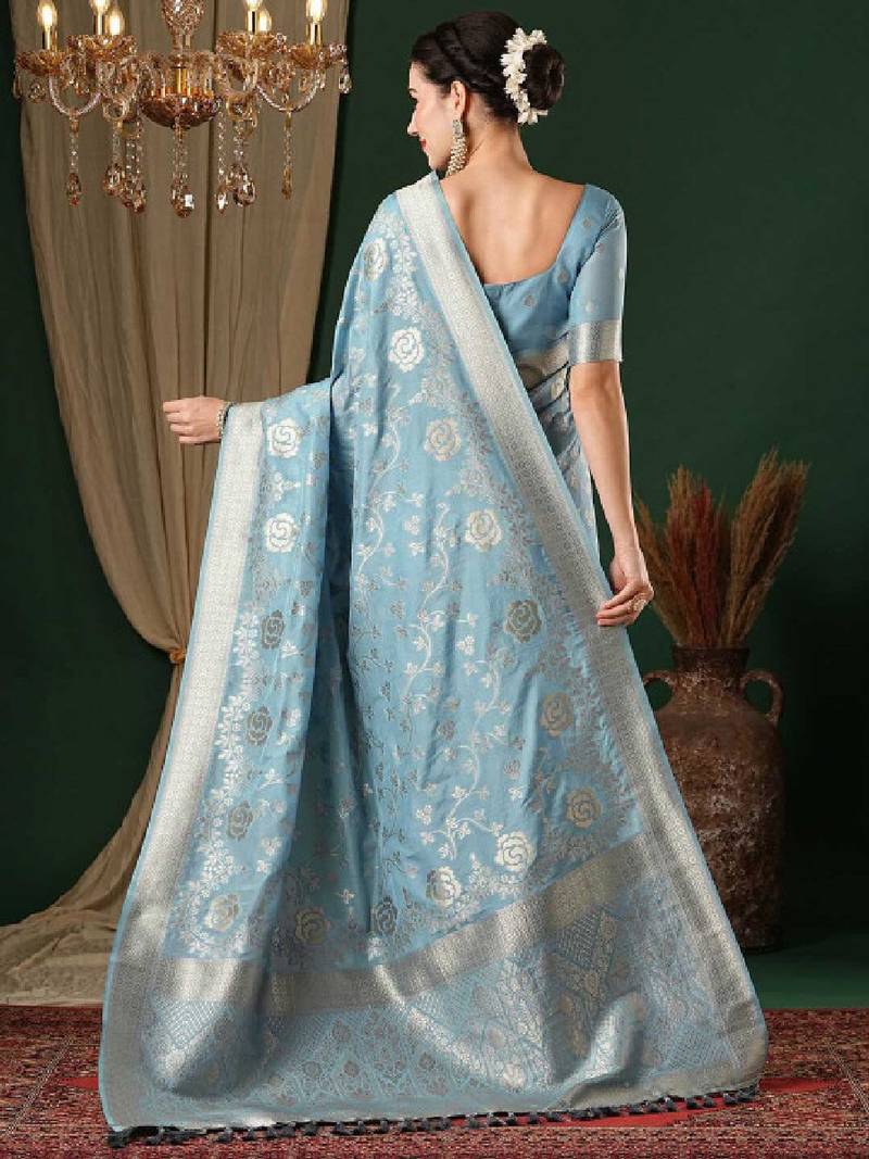 Ethnic motifs zari pure georgette kanjeevaram saree