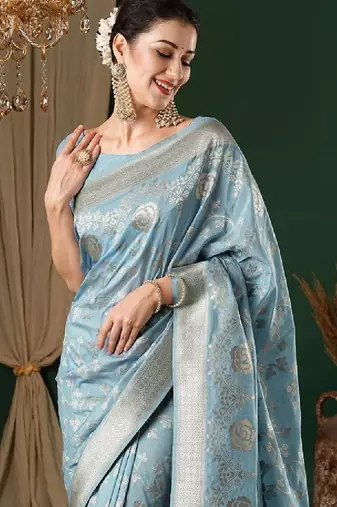 Ethnic motifs zari pure georgette kanjeevaram saree