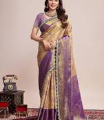 Ethnic motifs zari silk blend kanjeevaram saree