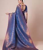 Ethnic motifs woven design kanjeevaram saree with blouse piece