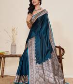 Ethnic motifs zari satin handloom kanjeevaram saree