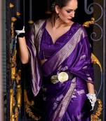 Ethnic motifs zari satin handloom kanjeevaram saree
