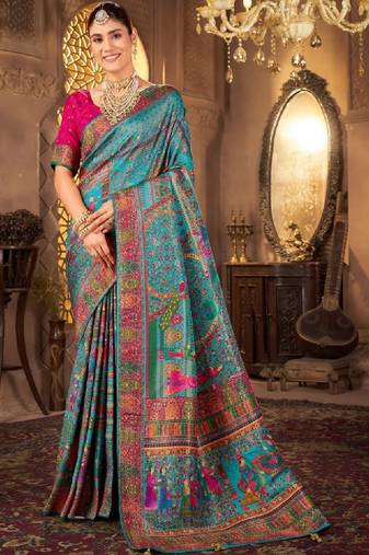 Ethnic motifs zari art silk designer kanjeevaram saree