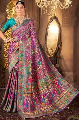 Ethnic motifs zari art silk heavy work kanjeevaram saree