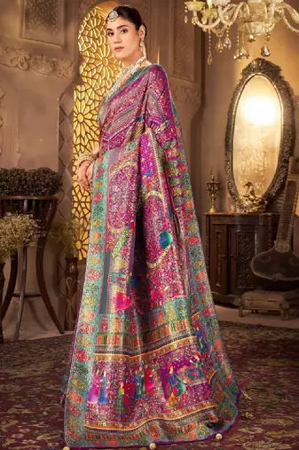 Ethnic motifs zari art silk heavy work kanjeevaram saree