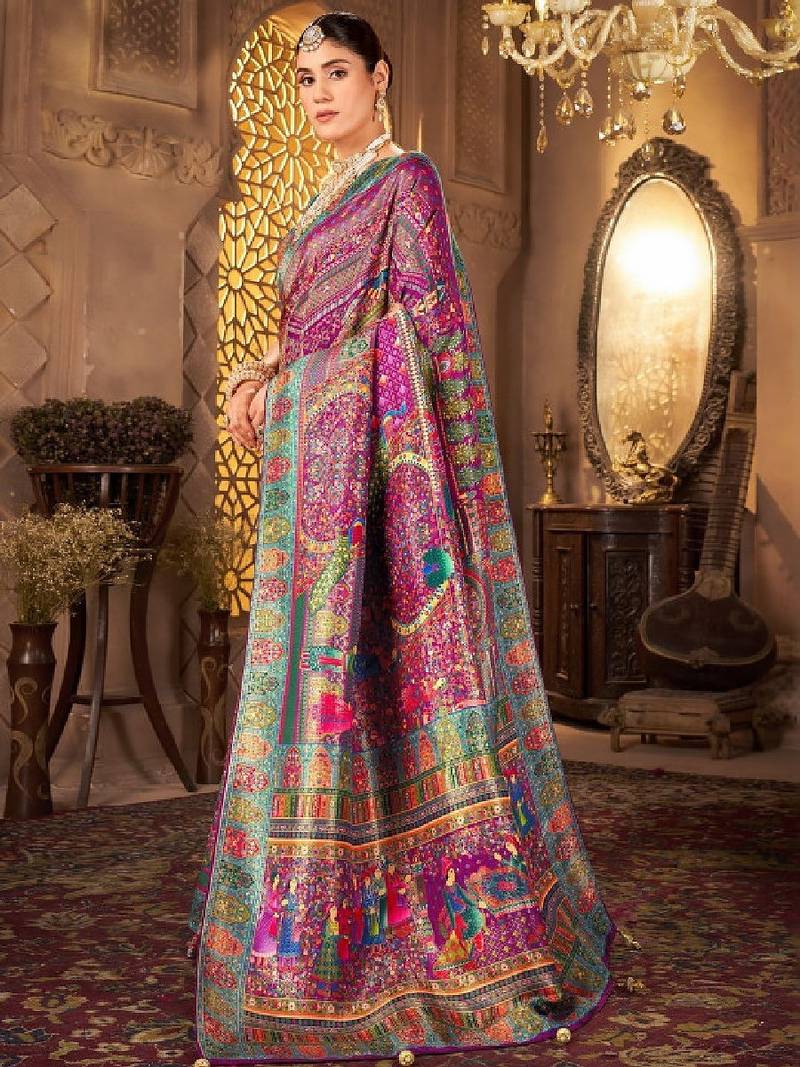 Ethnic motifs zari art silk heavy work kanjeevaram saree
