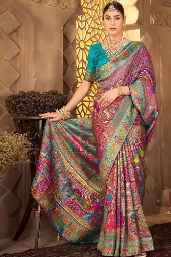 Ethnic motifs zari art silk heavy work kanjeevaram saree