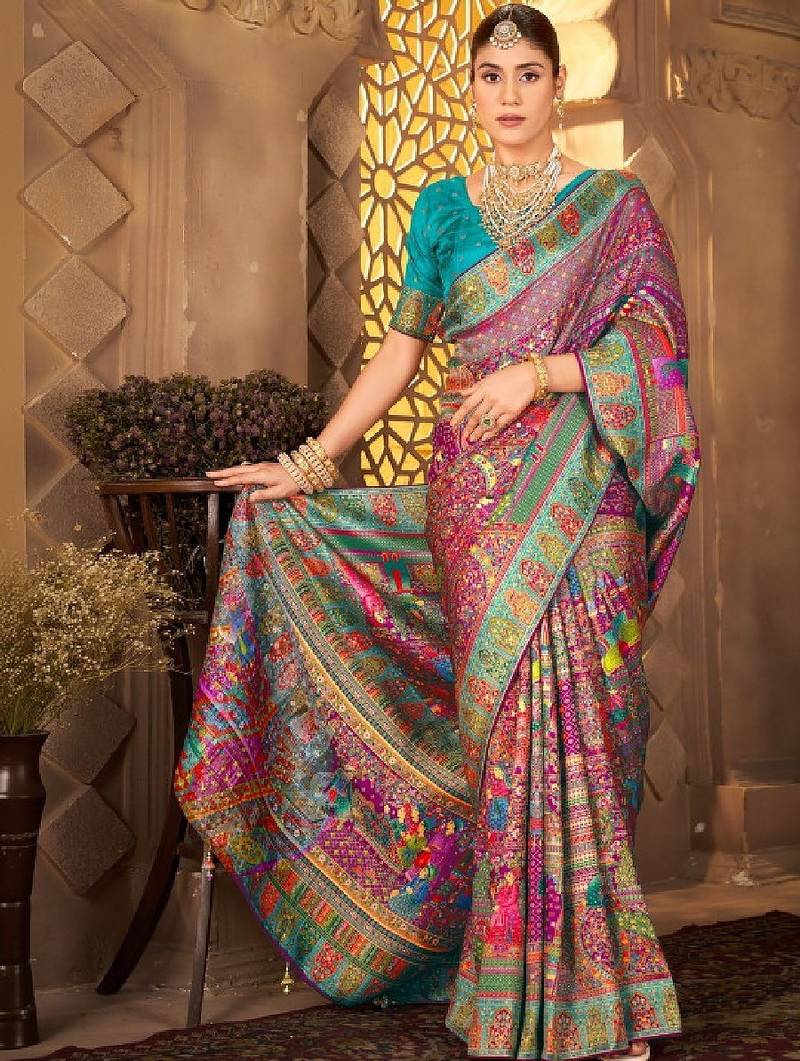 Ethnic motifs zari art silk heavy work kanjeevaram saree