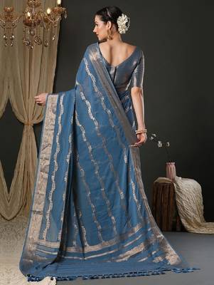 Woven design zari pure georgette kanjeevaram saree 2