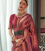 Woven design zari silk blend kanjeevaram sarees