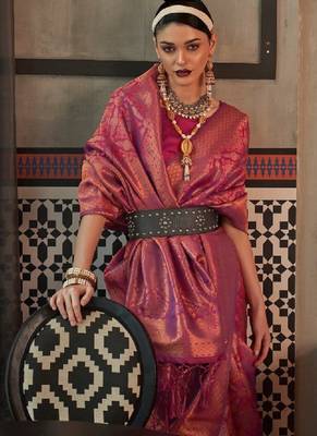 Woven design zari silk blend kanjeevaram sarees 2