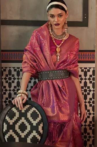 Woven design zari silk blend kanjeevaram sarees