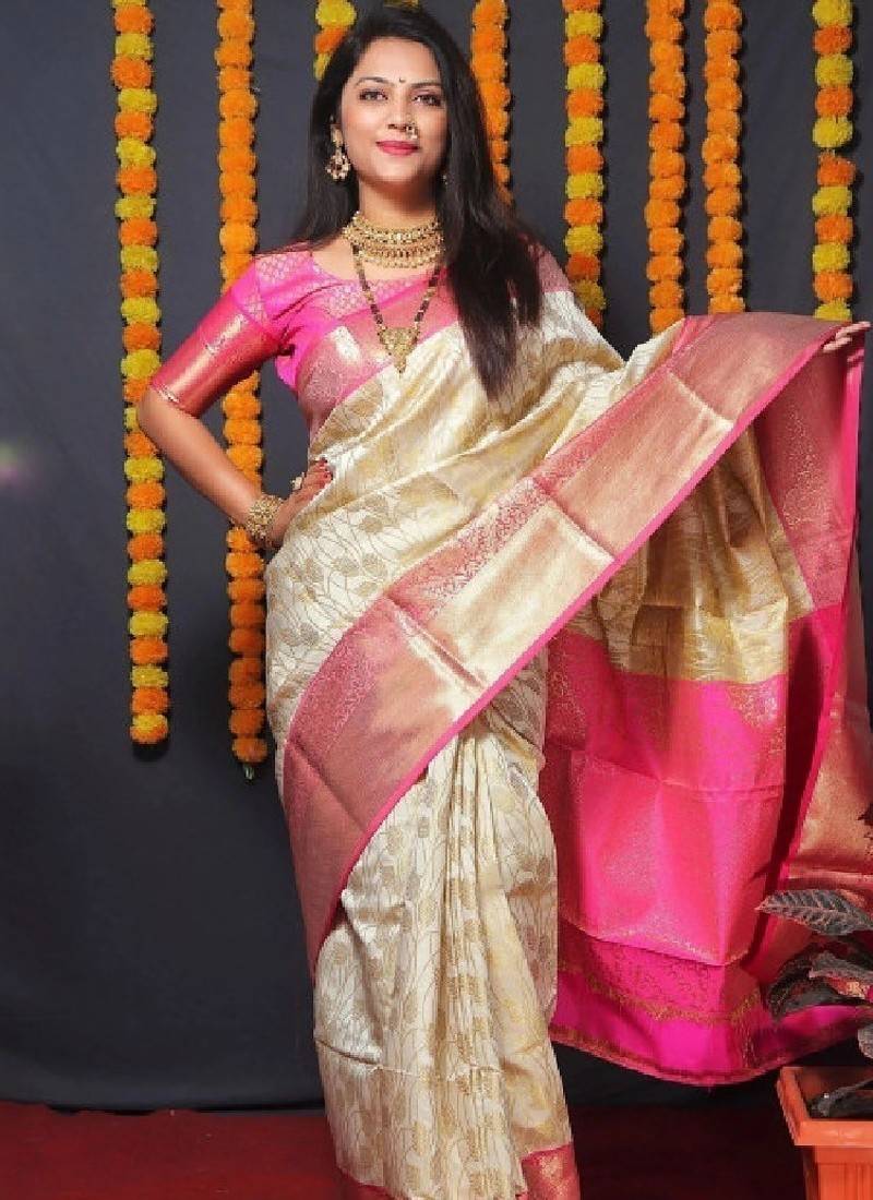 Embellished silk blend kanjeevaram saree