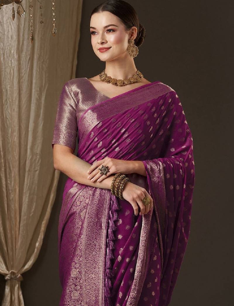 Woven design ethnic motifs zari pure georgette kanjeevaram saree