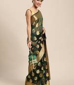 Green floral zari organza kanjeevaram saree